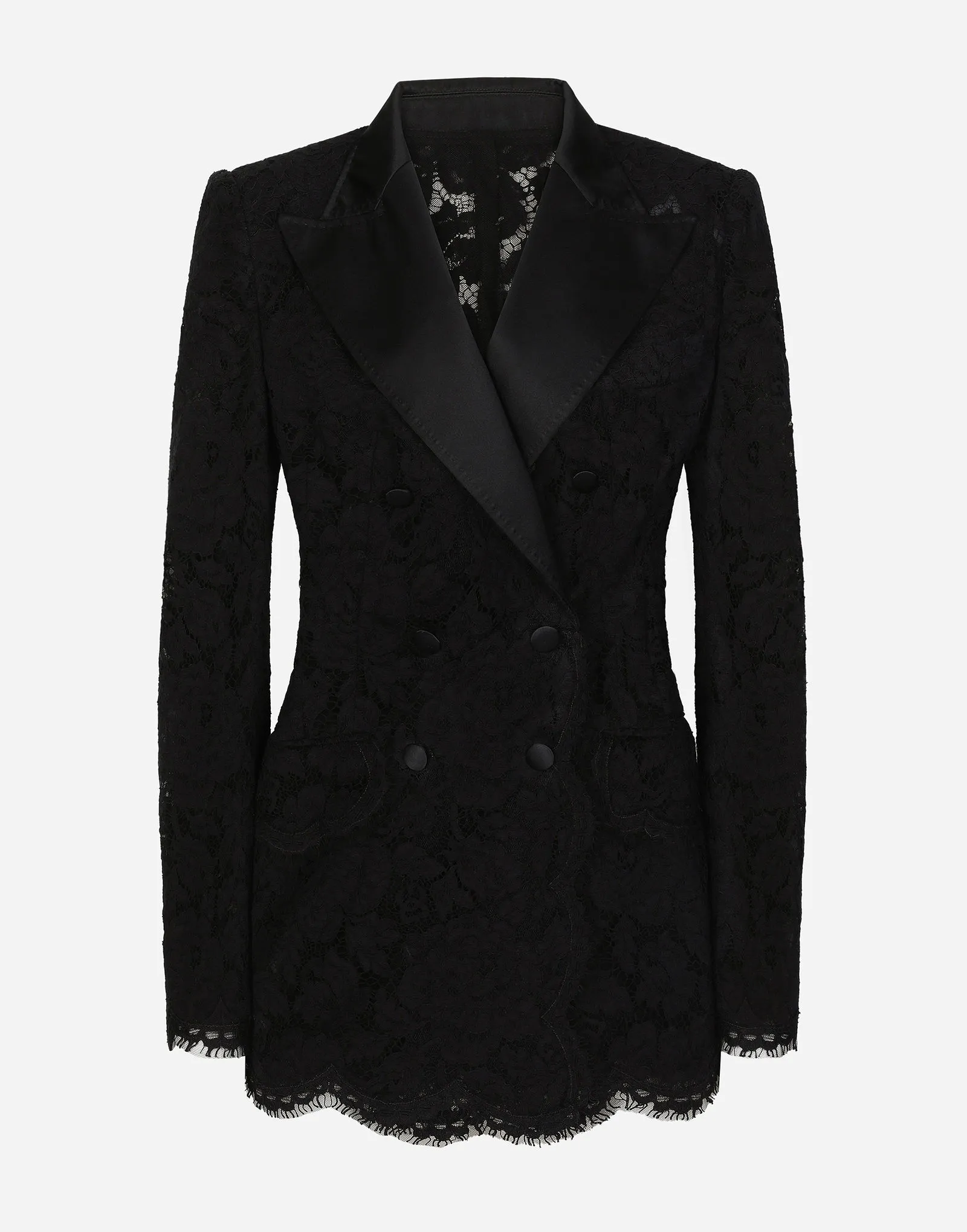 Jacke Dolce & Gabbana Double-breasted Floral Lace Turlington-fit Jacket F29TRTHLM7LN0000