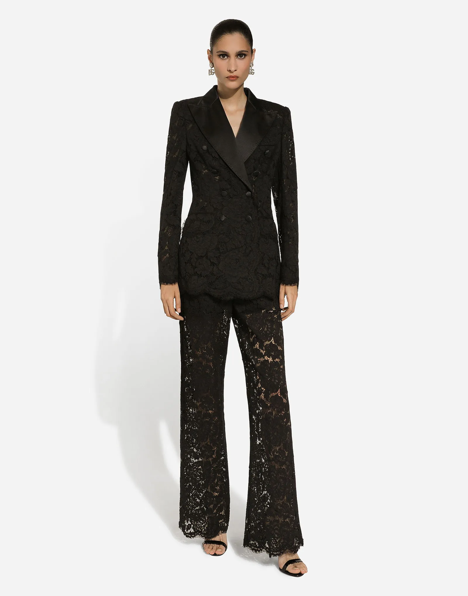 Jacke Dolce & Gabbana Double-breasted Floral Lace Turlington-fit Jacket F29TRTHLM7LN0000