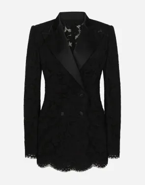 Jacke Dolce & Gabbana Double-breasted Floral Lace Turlington-fit Jacket F29TRTHLM7LN0000