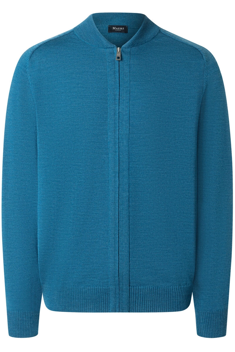MAERZ Strickjacke blau extra feine Merinowolle