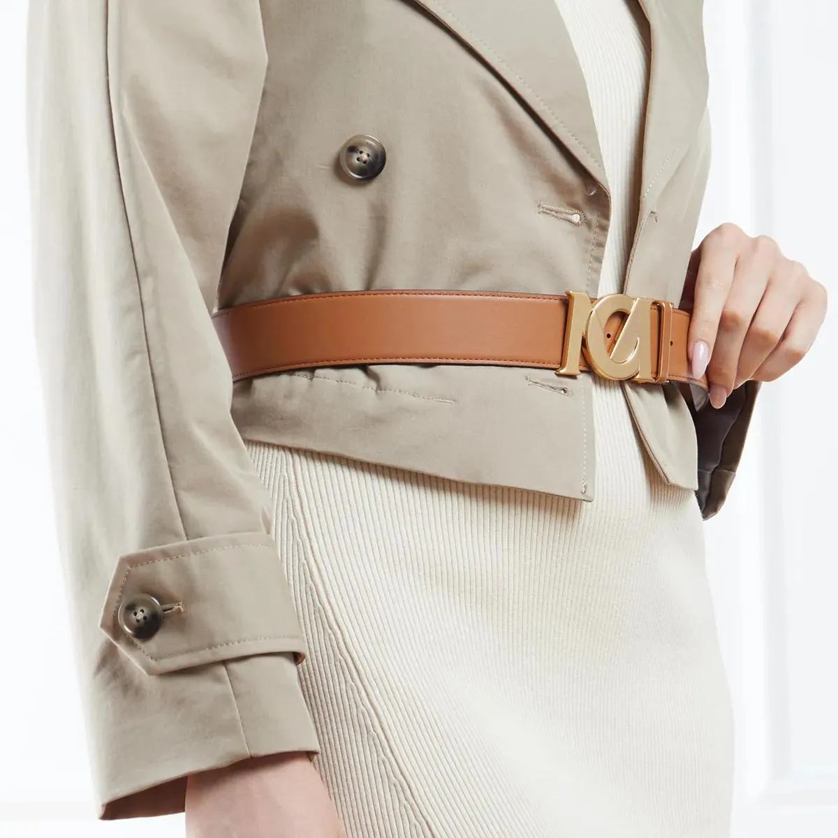   MCM  M-Art Vi Belt_ 24K Gd Brs_ 4.0_ Adj  Cognac  Ledergürtel 