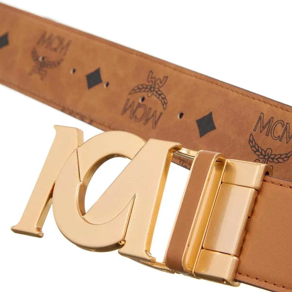   MCM  M-Art Vi Belt_ 24K Gd Brs_ 4.0_ Adj  Cognac  Ledergürtel 