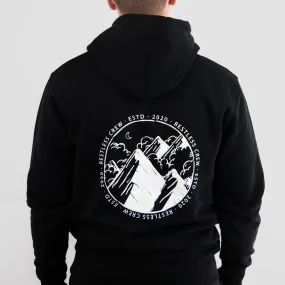Restless Crew Unisex Hoodie "MOUNTAINS" - Black