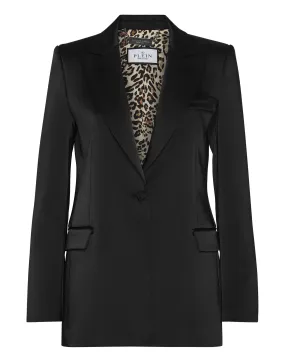 Satin Boxy Blazer Crystal Skull