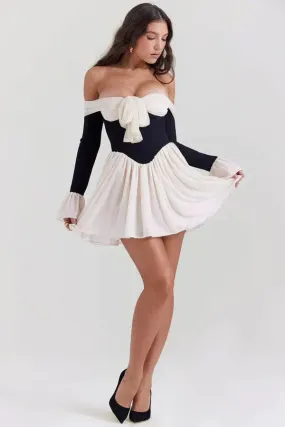 Zweifarbiges schulterfreies Kleid für Damen